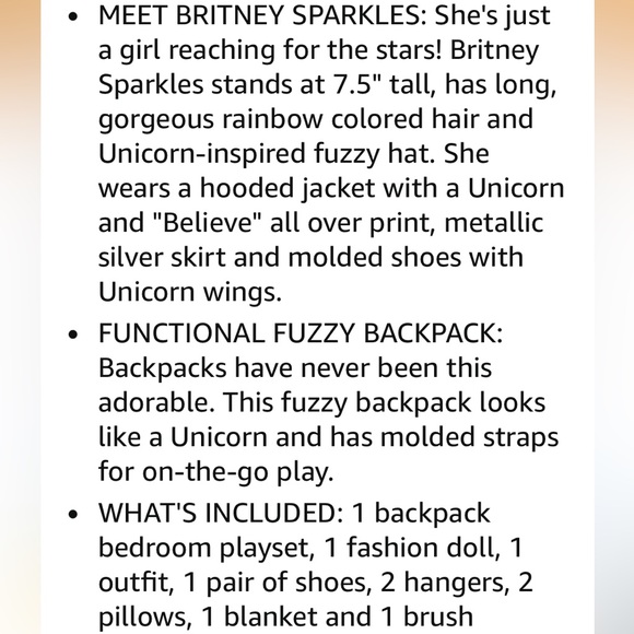 Na Na Surprise 3 in 1 Backpack Bedroom Unicorn Playset Brittany Sparkles Doll - Picture 16 of 16